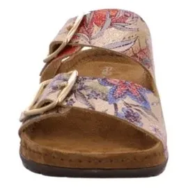 ROHDE Pantolette ROHDE "Rodigo", Damen, Gr. 35, gold (gold, multi), Leder, Schuhe Pantolette, Keilabsatz, Sommerschuh, Schlappen mit Softfußbett