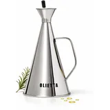 Olietta Ölflasche Tropf- und auslaufsichere aus Edelstahl 250 ml Olivenöl flasche mit Ausgießer zum Ausgießen und Träufeln von Olivenöl - Leicht zu reinigender Öspender & Ölkanne