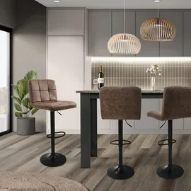ML-Design Barhocker Set, Bezug aus Kunstleder, Braun, Gepolsterter Barstuhl mit Rückenlehne und Fußstütze, Tresenhocker höhenverstellbar, 360° drehbar, Bistrohocker Hocker Drehstuhl Barstühle