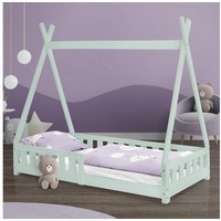 ML-Design Kinderbett mit Rausfallschutz und Lattenrost 80x160 cm Minze aus Kiefernholz ML-Design
