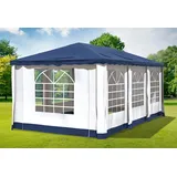 Gartenpavillon 3x6m Polyester Blau Partyzelt Wasserdicht Fenster Festzelt Event