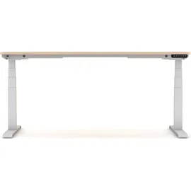 assmann büromöbel ASSMANN Elektrisch höhenverstellbarer Kinderschreibtisch JUNIOR Curved Kiesel Weiß, Memoryfunktion, Kollisionsschutz, 2-fach-Motorik - Weiß/Beige