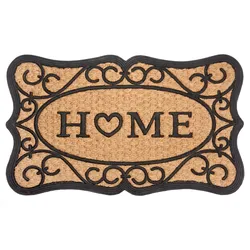 Fußmatte HANSE HOME "Gummi-Kokos Heart Home Ornament, Türmatte", schwarz, B:45cm H:8mm L:75cm, Kokos, Gummi, Teppiche, Kokos, Gummi, Schmutzfangmatte, Outdoor, Rutschfest, Innen, Kokosmatte
