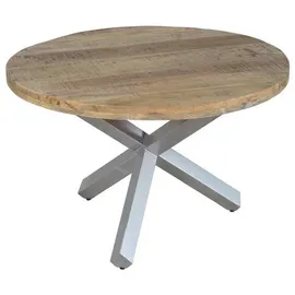 SAM Outillage SAM® Esszimmertisch rund 130 cm Mangoholz Natur Silber RUNIS