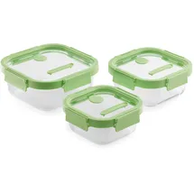 LéKué Set mit 3 quadratischen Behältern, zu 100% hermetisch verschließbar und aus Glas.Quadrat