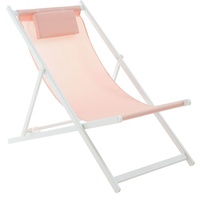 Campingstuhl klappbar Pink Weiß Metall, Textilene Strandstuhl inkl. Kissen
