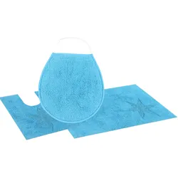 Badematte ANDAS "Marie" Gr. 11, blau (aqua), H:13mm, Baumwolle, Badematten, Badteppich, Stern Motiv, Hoch-Tief-Struktur, auch als Set