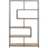 miliboo Industrie-bücherregal aus schwarzem Metall und Holz L114 cm Tresca