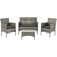 Juskys Fort Myers Polyrattan Gartenmöbel-Set Grau-meliert/Grau