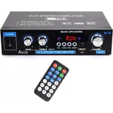 WOOPKER AK35 HiFi-Verstärker, Bluetooth 5.0 Mini Verstärker HiFi Stereo Heimkino Stereo av Receiver Höhen und Bässe mit USB/RCA/MIC/FM