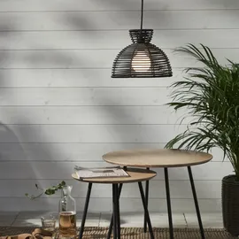 StarTrading Lampenschirm rund wetterfest Rattanoptik f. E27 Fassungen 26cm schwarz