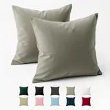 Dreamzie Kissenbezug 65 x 65 Baumwolle Renforcé (2er-Set) - Hellgrau - Dicht gewebt mit 57 Fäden/cm2 - Kissenbezüge 65 x 65 cm - Oeko Tex Zertifiziert - Dreamzie