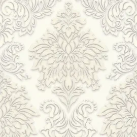 Profhome Barock Tapete 0,64 m x 10 m 5,33 m2 Beige/Weiß/Silber 368982