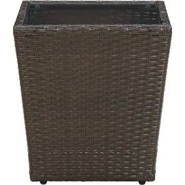 vidaXL Beistelltisch Braun 41,5x41,5x44 cm Poly Rattan und Hartglas