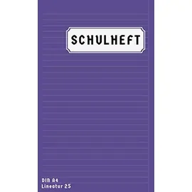 Independently published Schulheft Lineatur 25: Schreibheft Liniert A4 Mit rand | Homeschooling und Schulanfang Heft A4 Lineatur 25 | 50 Blatt | Lila