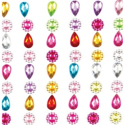 Selbstklebende Schmucksteine Blumen & Tropfen (pro Set 138) Bastelbedarf Verzierung & Dekorationen