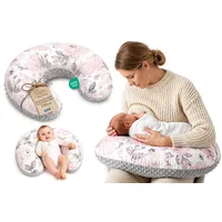 Totsy Baby Stillkissen klein Mond Minky 130 cm - Nursing und Breastfeeding Pillow Stillmond Stützkissen Stillhörnchen kleines Still Kissen und Lagerungskissen beim Stillen Oeko-Tex Wilde Rose Grau