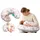 Totsy Baby Stillkissen klein Mond Minky 130 cm - Nursing und Breastfeeding Pillow Stillmond Stützkissen Stillhörnchen kleines Still Kissen und Lagerungskissen beim Stillen Oeko-Tex Wilde Rose Grau