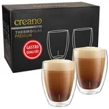 Creano PREMIUM doppelwandige Trinkgläser 400ml - 2er Set - Gastronomie Qualität - 100% Spülmaschinenfest - NEUHEIT 2024
