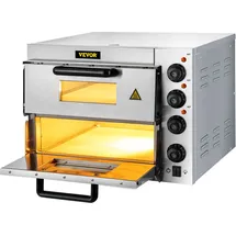 Gojoy Pizzaofen, 3000W Doppellagig Mini Pizzaofen Elektrisch, Pizza Backofen für die Gastronomie, 50-350°C Gastro Steinbackofen