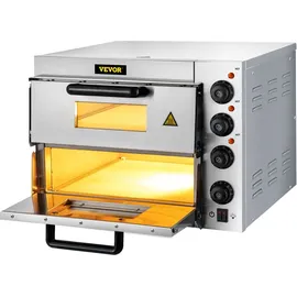 Gojoy Pizzaofen, 3000W Doppellagig Mini Pizzaofen Elektrisch, Pizza Backofen für die Gastronomie, 50-350°C Gastro Steinbackofen