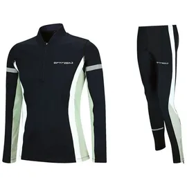 Airtracks Winter Laufset Thermo Laufhose Lang Trainingshose Tight - Thermo Laufshirt Langarm Sweatshirt Langarmshirt - schwarz - L - Damen - L