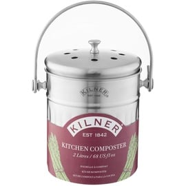 Kilner Küchenkomposter Bio-Abfalleimer 2,0 Liter aus Edelstahl mit Geruchsfilter