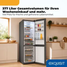 Exquisit KGC5380-115-NF-040A Kühl-Gefrierkombination (377 l, 2005 mm hoch, Silber)
