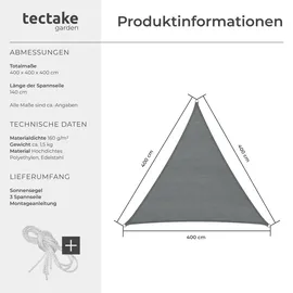 Tectake tectake® Sonnensegel dreieckig grau