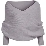 GLOWCHY GL2004 Schal mit Ärmeln, gemütlicher Strickschal für Herbst und Winter, warm, gehäkelt, Decke, GRAU, Medium - M