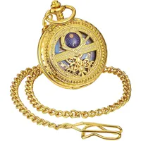 ShoppeWatch Taschenuhr mit Kette Herren | Handaufzug Vintage Taschenuhr Gold | Klassisches mechanisches Uhrwerk Taschenuhr | 1920er Jahre Eisenbahn Steampunk Kostüm Zubehör