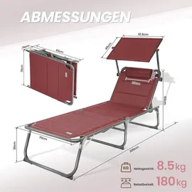 HOMECALL Gartenliege Klappbar Rot