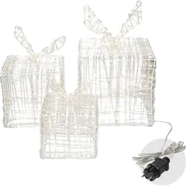 ECD Germany 3er Set LED Geschenkboxen 90 Mikro-LED - Weiß