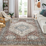 LuxFocus Waschbarer Teppich Wohnzimmer Teppich Schlafzimmer Kinderzimmer Boho Teppich Kurzflor Großer Teppich Traditionales Design rutschfeste Bodenmatte Braun 160x230 cm