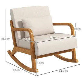 Homcom Schaukelsessel gepolstert Polyester 92 x 81,5 x 64,5 cm Creme mit Kissen