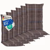 NYVI Hochlehnerauflage Hochlehner Auflagen 6er Set Barcelona - Gartenstuhlauflagen 118x50cm, (6 St), Stuhlauflage, Sitzauflage mit Halteband, UV-fest braun