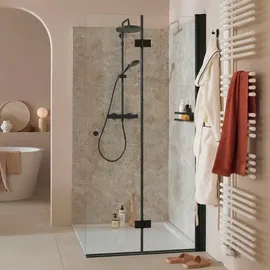 Schöner Wohnen Gretia Walk-In-Dusche rechts 90 x 200 cm ESG Klar/Mattschwarz