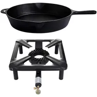 Paella World Hockerkocher-Set mit Gusseisenpfanne Ø 35 cm - ohne Zündsicherung, Pfanne + Kochtopf
