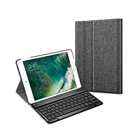Fintie Tastatur Hülle für iPad 9.7 Zoll 2018 2017 / iPad Air 2 / iPad Air - Ultradünn Schutzhülle Keyboard Case mit magnetisch Abnehmbarer drahtloser Deutscher Bluetooth Tastatur, Denim dunkelgrau