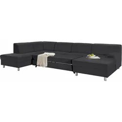 Wohnlandschaft INOSIGN "Jamie, U-Form", schwarz, B:308cm H:72cm T:80cm, Sofas, wahlweise mit Bettfunktion