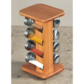 KESPER Gewürzkarussell 8 leere Gläser aus Bambus, Braun, 15 x 25,5 x 13 cm