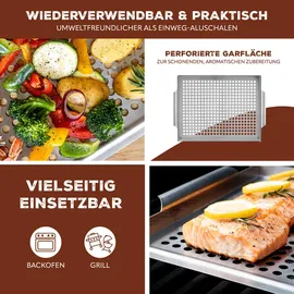 bremermann Grillplatte 39,5 x 3 cm Edelstahl Silber/Weiß