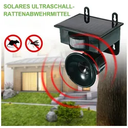 yozhiqu Ultraschall-Tierabwehr Solar-Ultraschall-Rattenvertreiber, Katzenvertreiber, Hundevertreiber, 1-tlg., Tierabwehrmittel, Vogelabwehrmittel für den Außenbereich, wasserdicht