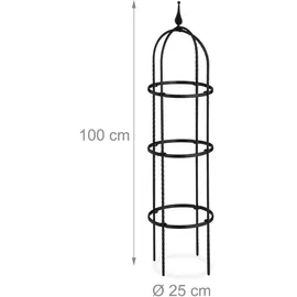 Relaxdays Obelisk Rankhilfe 100 x 25 cm Schwarz