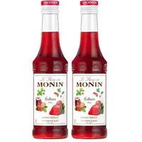 Monin Sirup Erdbeere (1 x 0,25) – Sirup für Cocktails, Limonaden & Milchshakes – Fruchtiger Getränkesirup für Desserts, Mocktails & Getränke (Packung mit 2)