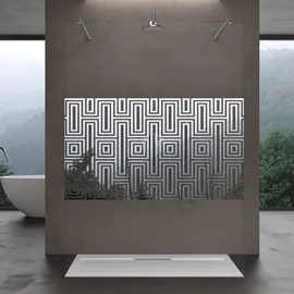 doporro Duschwand Duschtrennwand 140x200 Walk-In Dusche mit Doppel-Stabilisator aus Echtglas 10mm ESG-Sicherheitsglas Klarglas mit Labyrinth-Design