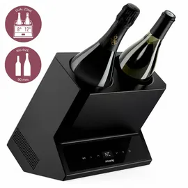 h.koenig Weinkühler LVX28, 2 Flaschen, Weißwein, Rotwein, Rosé, Champagner, bis zu 9 cm Durchmesser, einstellbare Temperatur von 5 °C bis 18 °C, digitale Steuerung, thermoelektrisches System, 87 W