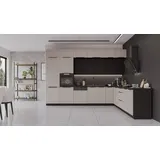 Küchen-Preisbombe Winkelküche ARONA SIENA L-Form 350 x 290 cm beige|schwarz