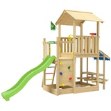 Jungle Gym Spielturm JUNGLE GYM "Keep", grün (hellgrün), Spieltürme, KinderB:419cm H:307cm T:181cm, Holz, Spielanlage mit Mini Market und Rutsche mit Wasseranschluss, B:419cm H:307cm T:181cm