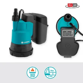 Gardena Akku-Klarwasser-Tauchpumpe 2000/2 18V P4A Set, inkl. 1x Li-Ion Akku 2,5Ah, Ladegerät